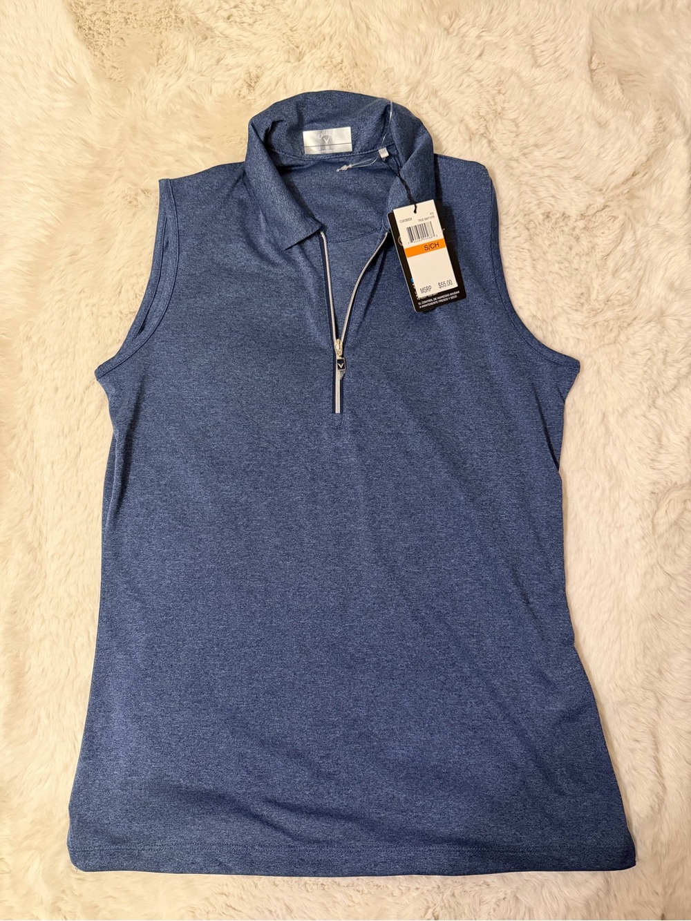 Callaway Sleeveless Half-Zip Tank Top - Navy Blue
